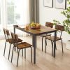 Dining Table Set 5-Piece Dining Chair with Backrest, Industrial style, Sturdy construction. Rustic Brown, 43.31'' L x 27.56'' W x 30.32'' H.