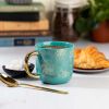 Thyme & Table Stoneware Coffee Mug, Teal Succulent, 16 fl oz