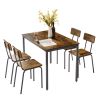 Dining Table Set 5-Piece Dining Chair with Backrest, Industrial style, Sturdy construction. Rustic Brown, 43.31'' L x 27.56'' W x 30.32'' H.