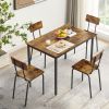 Dining Table Set 5-Piece Dining Chair with Backrest, Industrial style, Sturdy construction. Rustic Brown, 43.31'' L x 27.56'' W x 30.32'' H.