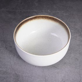 Japanese Ceramic Wholesale Retro Soup Bowl Salad Bowl Tableware (Option: Sesame gold-8inch 190x80mm-4PCS)