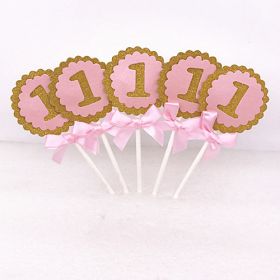 Cake Decoration Insert Card Dessert Table Decoration (Option: 02Pink 5pcs)