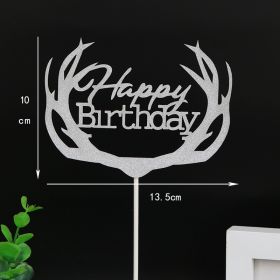 Cake Decoration Insert Wedding Antler Flower Fairy Balloon Happybirthday Shiny Insert Paper Card (Option: C2)