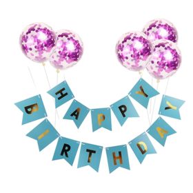 Happy Birthday Lettering Banner Rose Gold Multicolored Balloons (Option: L)