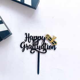 1Pc Graduation Party Decor Cake Toppers Acrylic Letter Hats Cake Flags Congrat Grad for Class Graduate Party Decorations (Option: E)