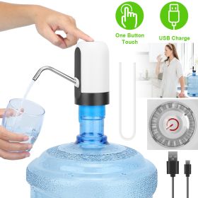 Electric Water Bottle Dispenser Rechargeable Automatic Drinking Water Bottle Pump For 2-5 Gallon Bottle (Color: White)