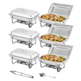 VEVOR 4-Pack Rectangle Chafing Dish Set with Full-Size 8Qt Pan Frame Fuel Holder (Pack: 6-Pack)