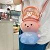 1pc Bear Cute Water Cup, Summer Plastic Cup, Portable Straw Cup, Large-capacity Water Bottle With Strap