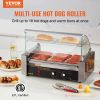 VEVOR Hot Dog Roller, 11 Rollers 30 Hot Dogs Capacity, 1650W Stainless Sausage Grill Cooker Machine with Dual Temp Control Glass Hood Acrylic Cover Bu