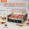 VEVOR Hot Dog Roller, 11 Rollers 30 Hot Dogs Capacity, 1650W Stainless Sausage Grill Cooker Machine with Dual Temp Control Glass Hood Acrylic Cover Bu